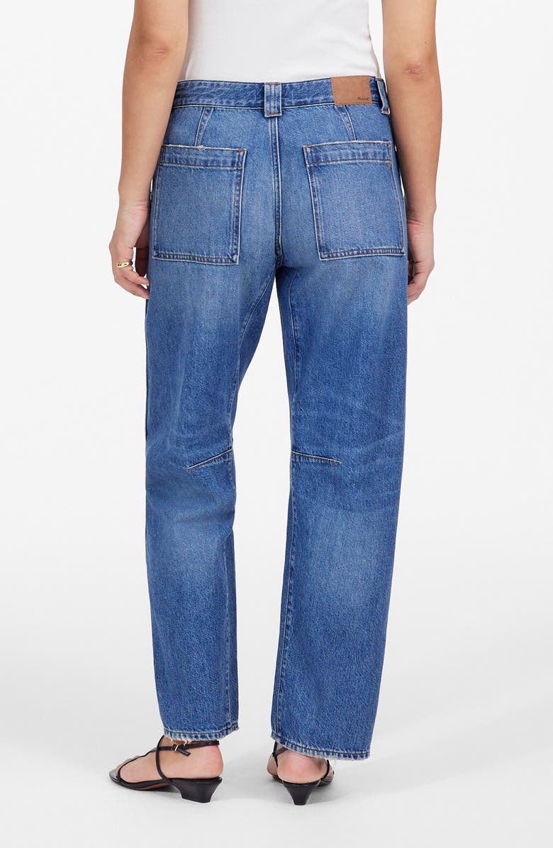 Madewell The Darted Utility Barrel Leg Jeans, Alternate, color, Kingsmark Wash