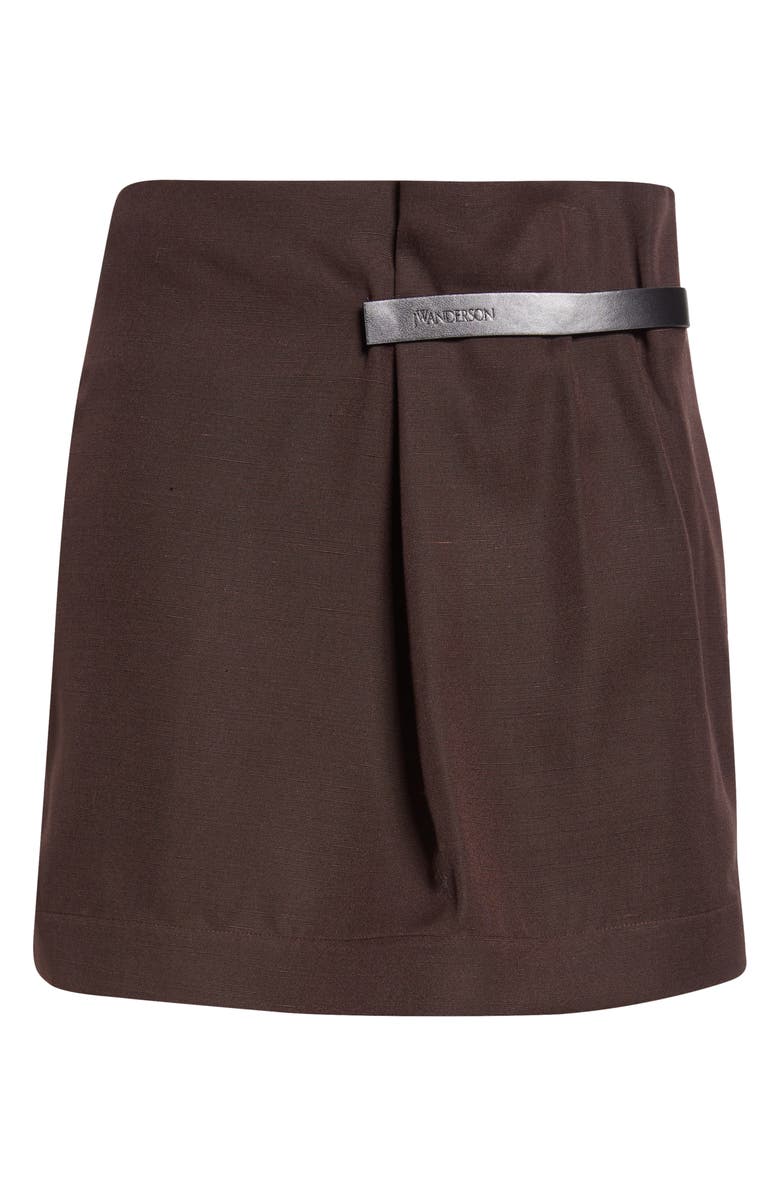 JW Anderson Leather Tab Miniskirt, Alternate, color, 685 Dark Brown