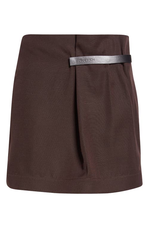Jw Anderson Leather Tab Miniskirt In Brown