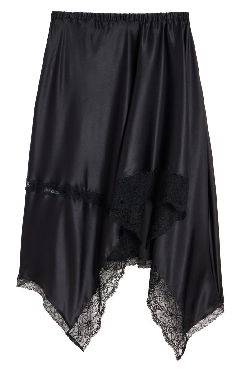 Dries Van Noten Lace Trim Stretch Silk Handkerchief Skirt, Alternate, color, 