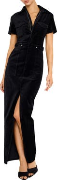 Good American Fit for Success Velvet Maxi Shirtdress