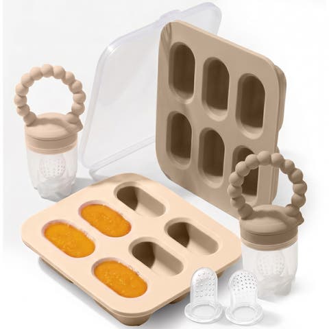 Safe Convenient Silicone Baby Fruit Feeders Dishwasher Safe Freezer Tray Set