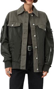 AllSaints Verity Mixed Media Bomber Jacket