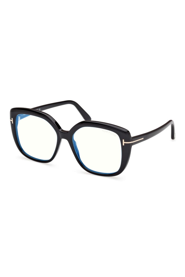 53mm Square Blue Light Blocking Optical Glasses, Alternate, color, BLACK/ ECO/ BLUE BLOCK LENSES