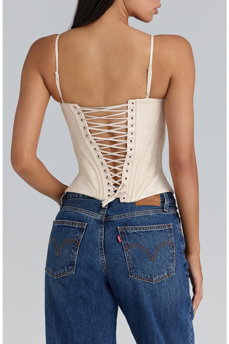 Cadie Satin Corset Top, Alternate, color, CREAM