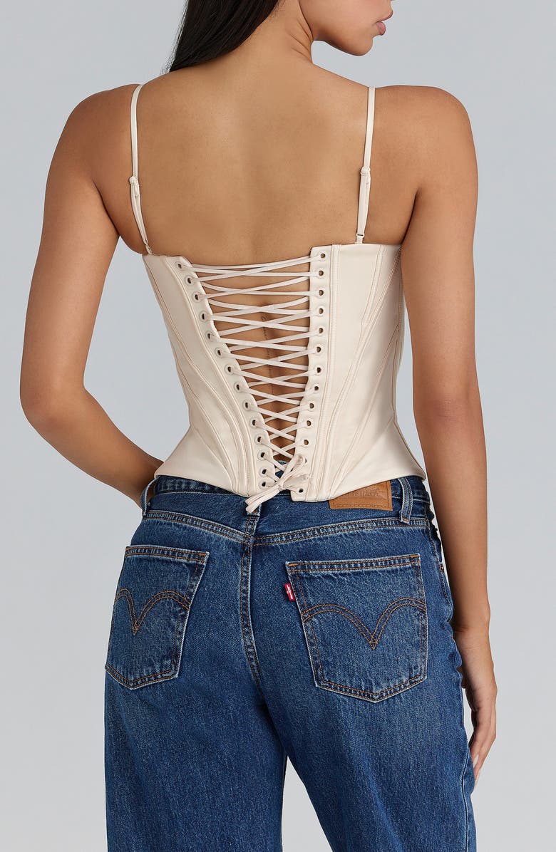 HOUSE OF CB Cadie Satin Corset Top, Alternate, color, Cream