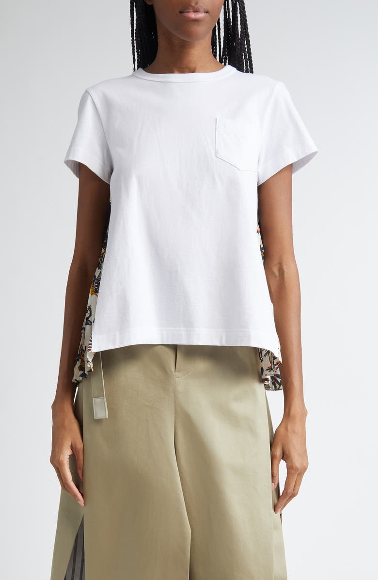 Sacai Race Car & Tropical Print Mixed Media T-Shirt | Nordstrom