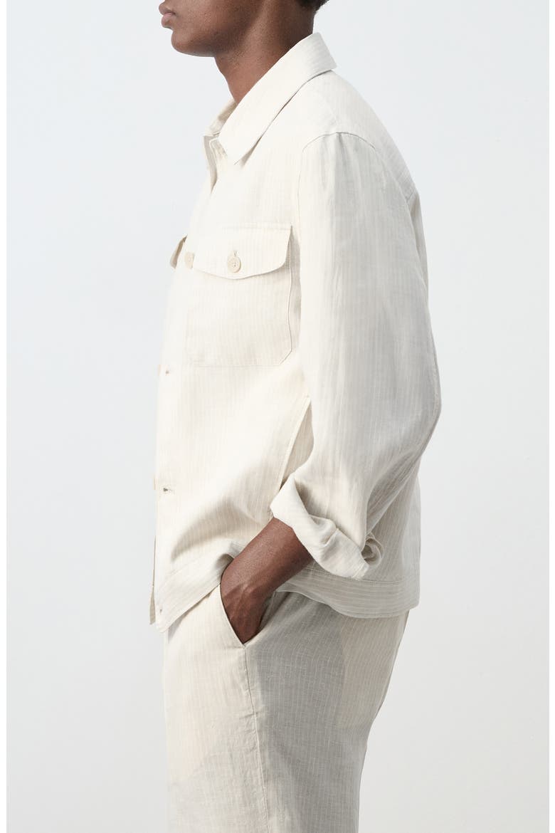 Tonal Stripe Linen Jacket, Alternate, color, WHITE