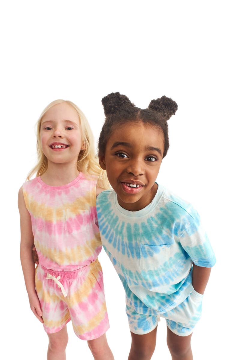 Primary Kids Easy Pocket Tee In Tie Dye, Alternate, color, Cool Sunburst Tie Dye