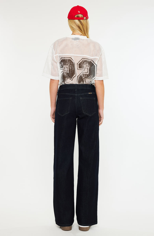 Kancan Norie High Rise Wide Leg Jeans In Black