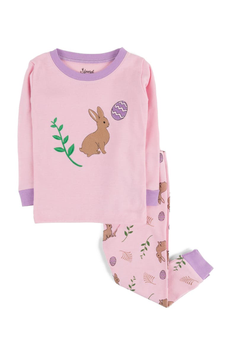 Leveret Kids Cotton Two-Piece Printed Holiday Pajamas, Alternate, color, Bunny Egg