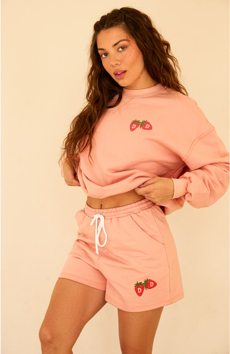 Dippin Daisys Clementine Drawstring Sweat Shorts, Alternate, color, Pink Sands