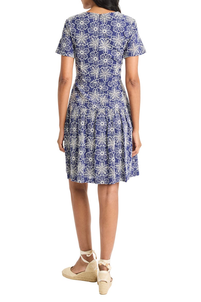 Floral Short Sleeve Minidress, Alternate, color, IVORY/ BLUE