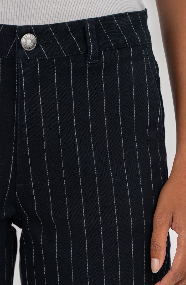 KUT from the Kloth Sienna Pinstripe High Waist Relaxed Straight Leg Jeans, Alternate, color, Navy