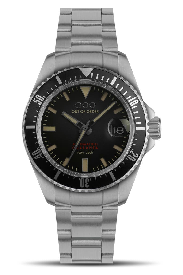 Automatico Quaranta Bracelet Watch, 40mm, Main, color, BLACK