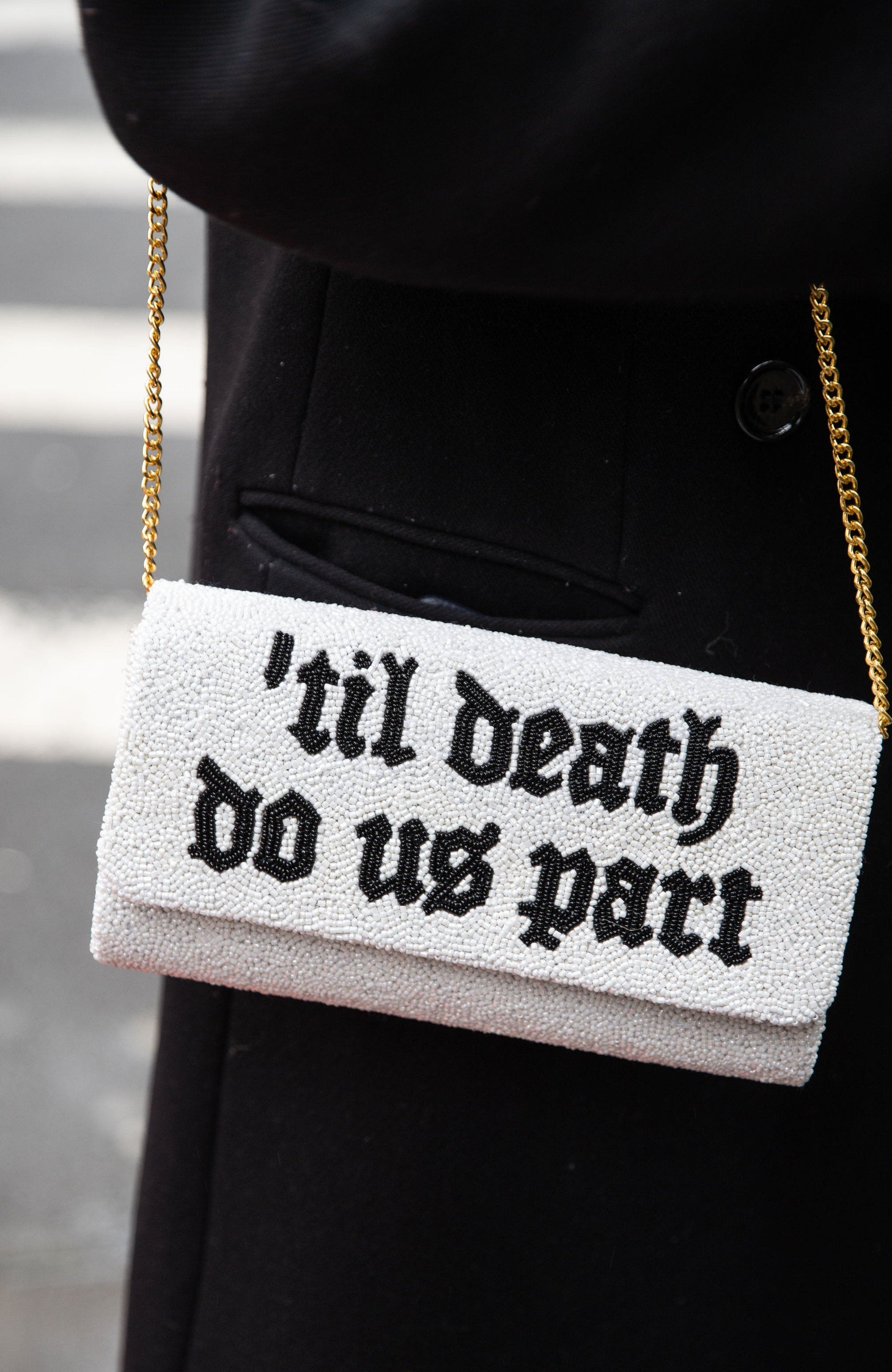 Til Death Do Us Part Medium Structured Bag, Alternate, color, white/black