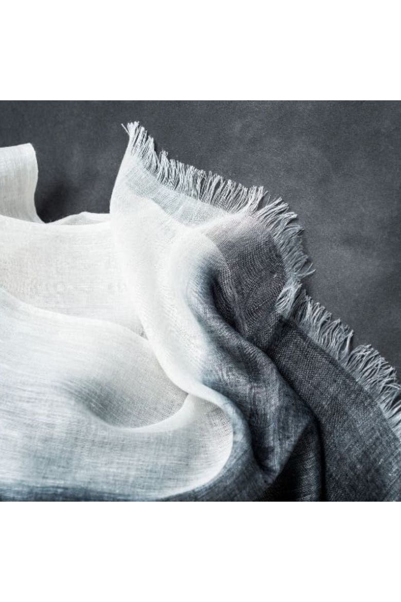 Granite Black White Ombre Linen Silk Handloom Scarf, Alternate, color, Black/White