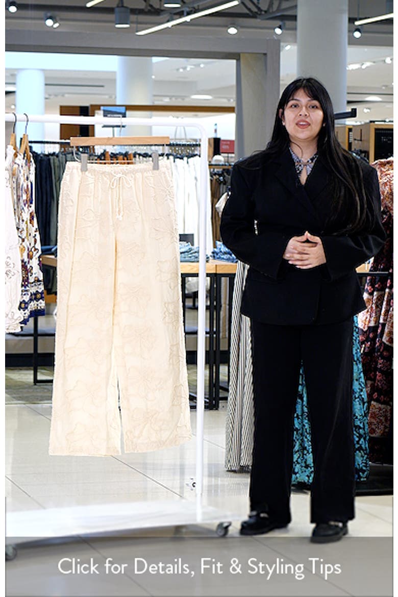 Embroidered Tie Waist Wide Leg Pants video