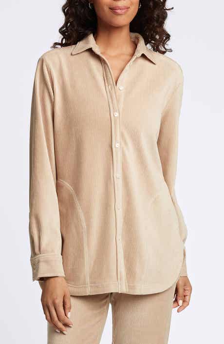 Foxcroft Maddy Plush Corduroy Button-Up Shirt