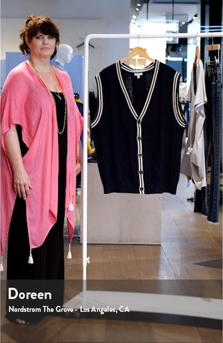 Oversize Cable Knit Cotton Blend Vest, sales video thumbnail