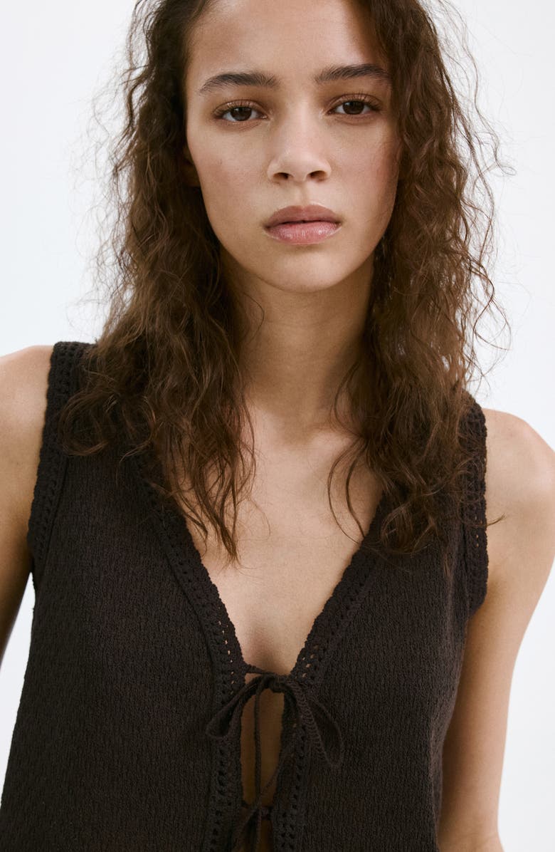 MANGO Nati Sleeveless Knit Top, Alternate, color, Chocolate