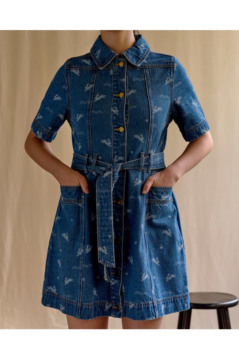Royal Match Denim Mini Dress, Alternate, color, Multi