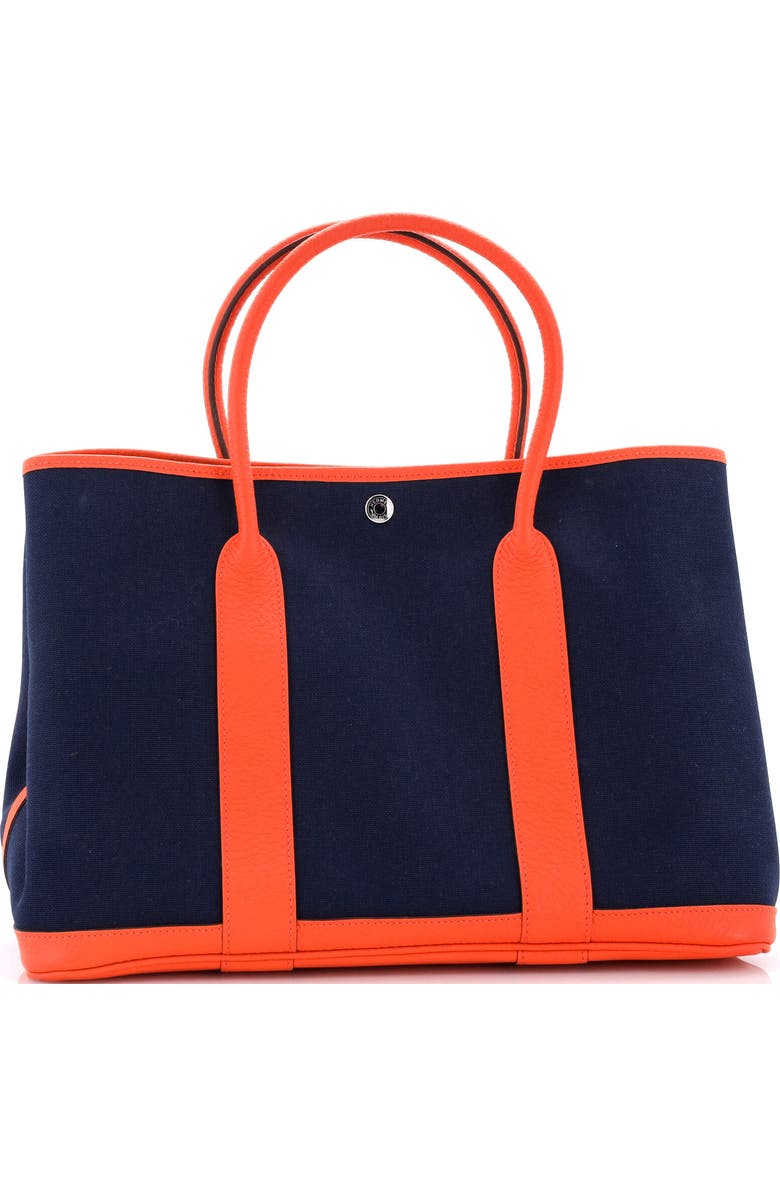 Pre-Owned Hermes Garden Party Tote Toile and Leather 36, Alternate, color, Bleu Nuit