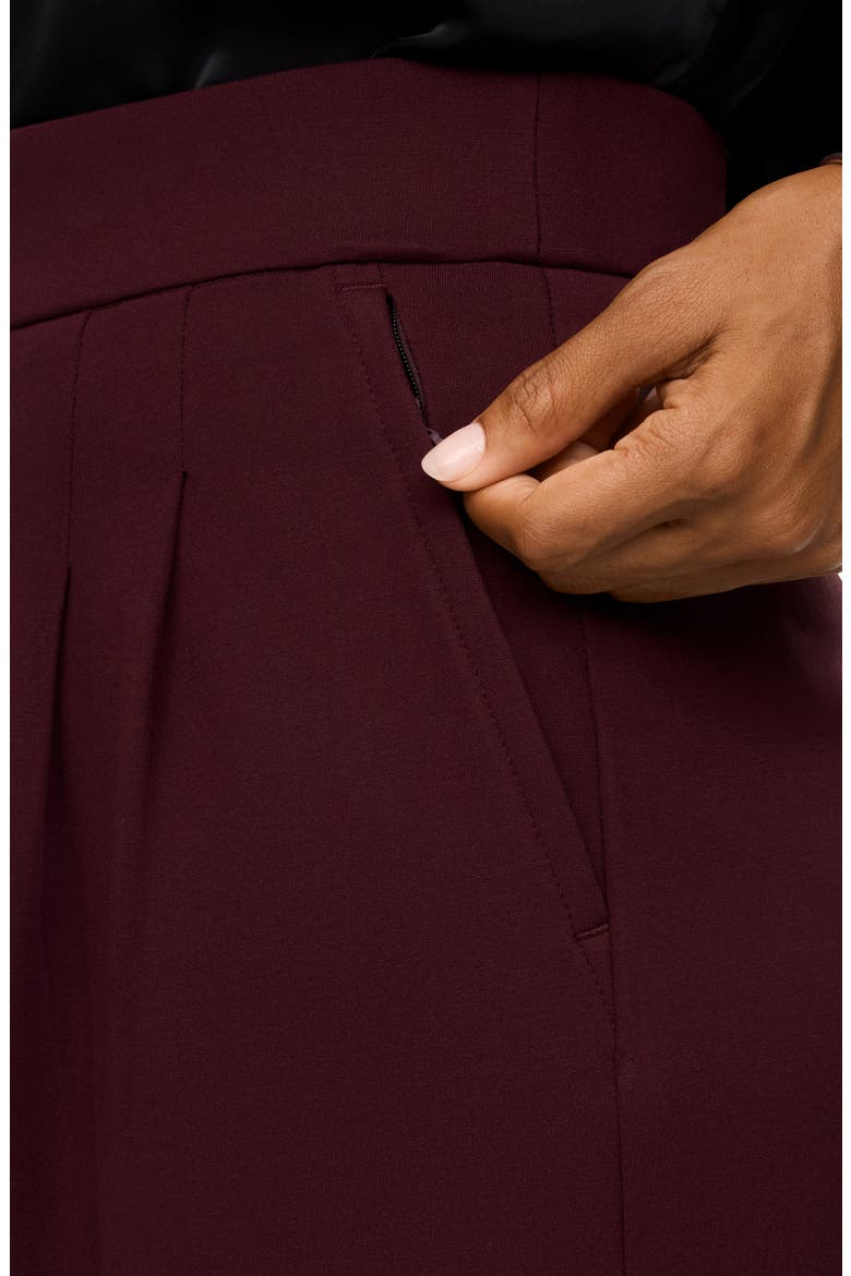 Ponte Pleated Wide Leg Pants, Alternate, color, FIG NOIR