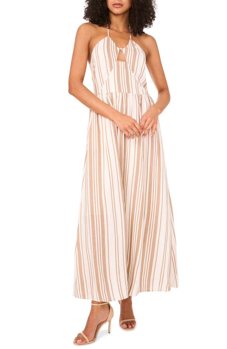 Halogen<sup>®</sup> Cutout Halter Maxi Dress, Main, color, Mink