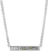 SAMUEL B. White Topaz Two-Tone Engraved Bar Pendant Necklace