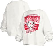 PRESSBOX Women's Pressbox White Nebraska Huskers Janice Retro Logo Oversized Pullover Sweatshirt