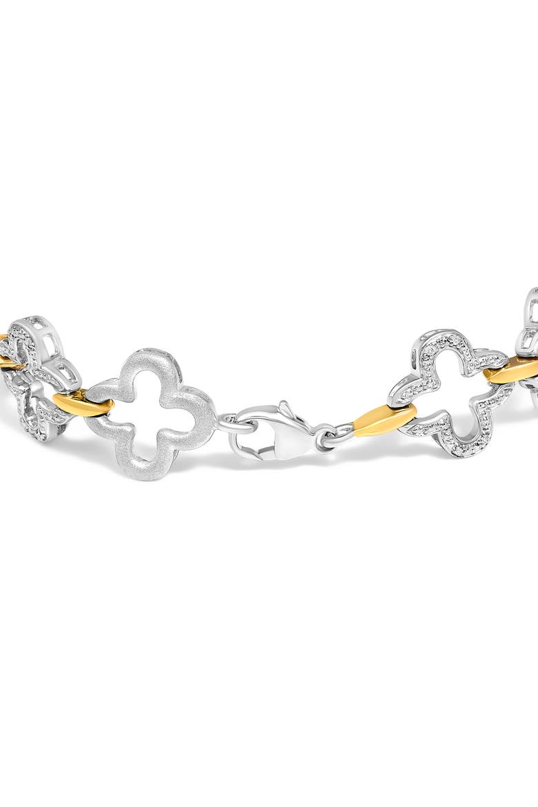 Silver 1/10 Cttw Natural Round Diamond Fashion Tennis Bracelet, Alternate, color, Yellow