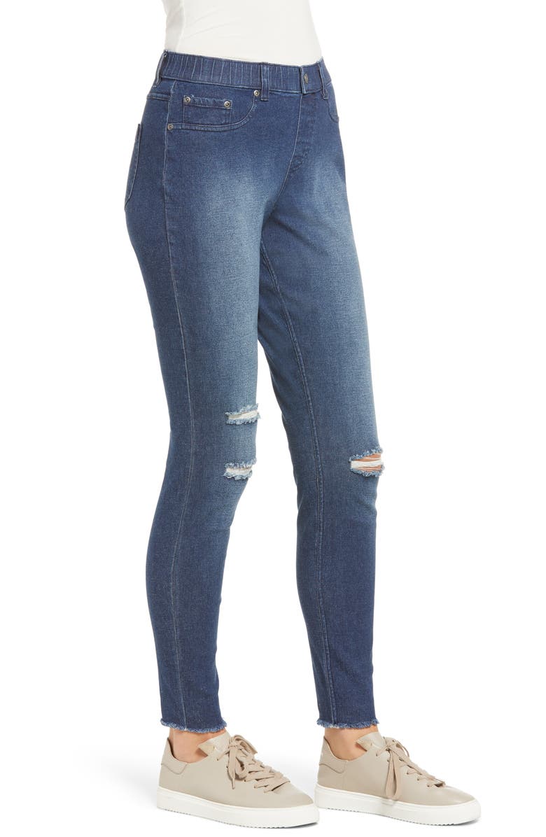 Hue Ripped Denim Leggings, Alternate, color,