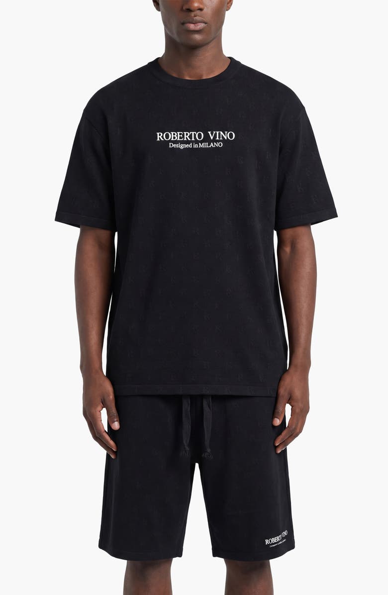 Roberto Vino Oversize Knitted Short Set, Main, color, Black