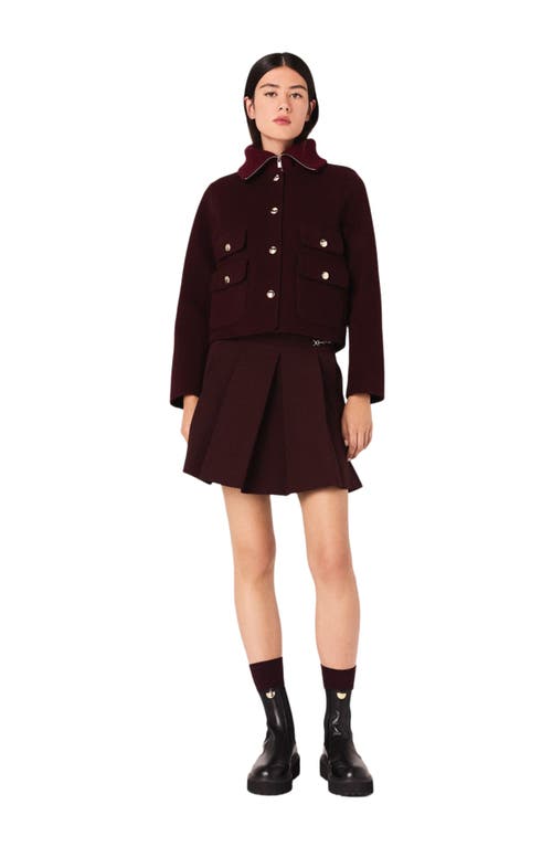 Maje Reversible Double-faced Jacket In Burgundy