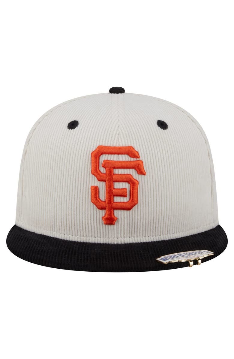 New Era Men's New Era Cream/Black San Francisco Giants Two-Tone Corduroy 59FIFTY Fitted Hat, Alternate, color, 