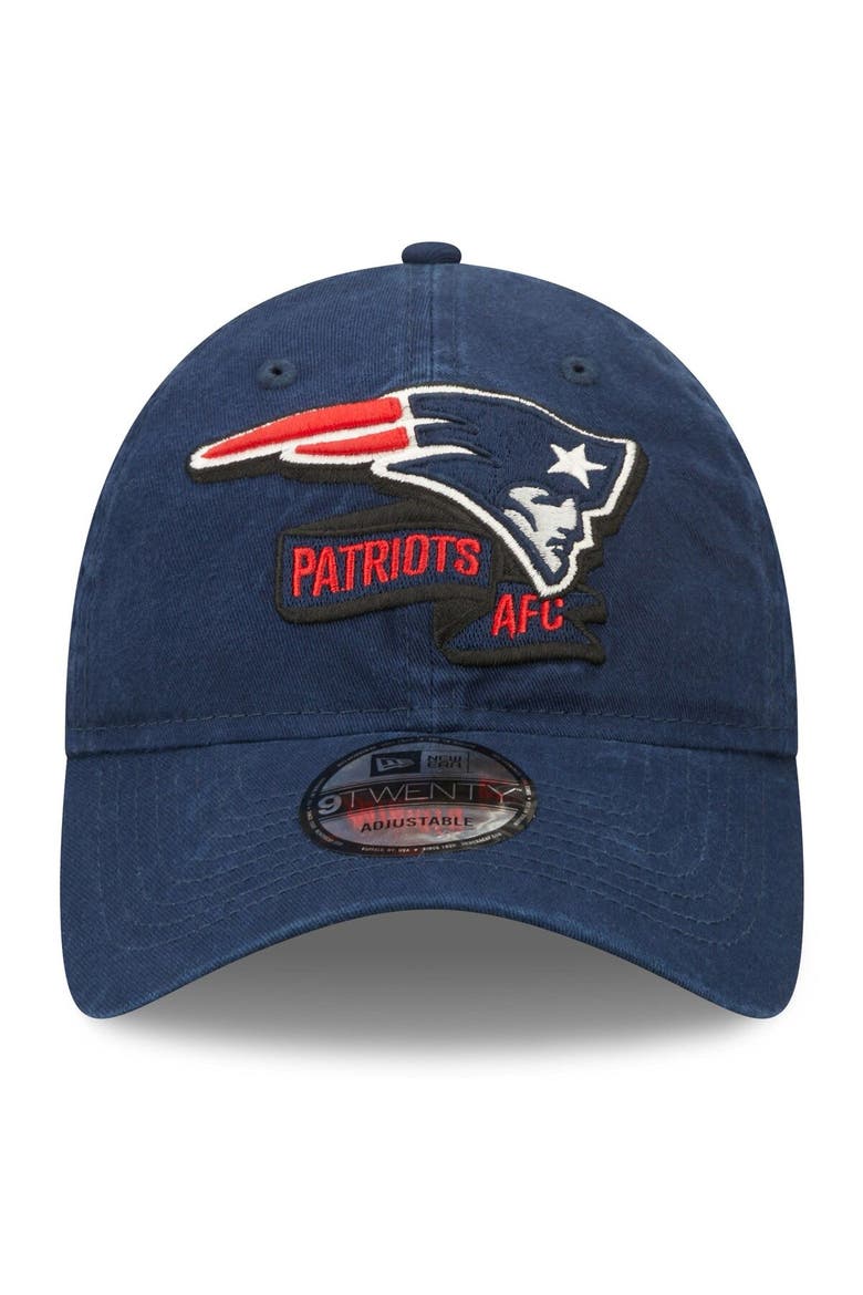Youth New Era Navy New England Patriots 2022 Sideline Adjustable 9TWENTY Hat, Alternate, color, Navy