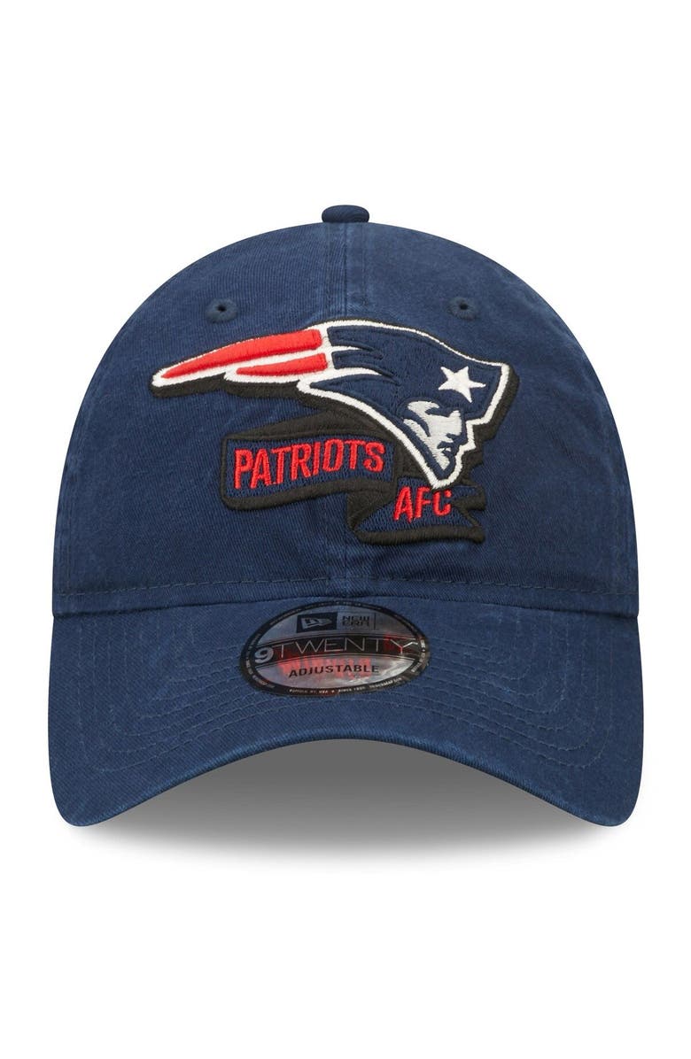 New Era Youth New Era Navy New England Patriots 2022 Sideline Adjustable 9TWENTY Hat, Alternate, color,