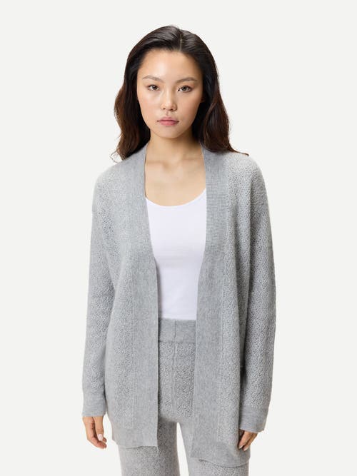 Gobi Cashmere Ajour Knit Open Front Cardigan In Gray