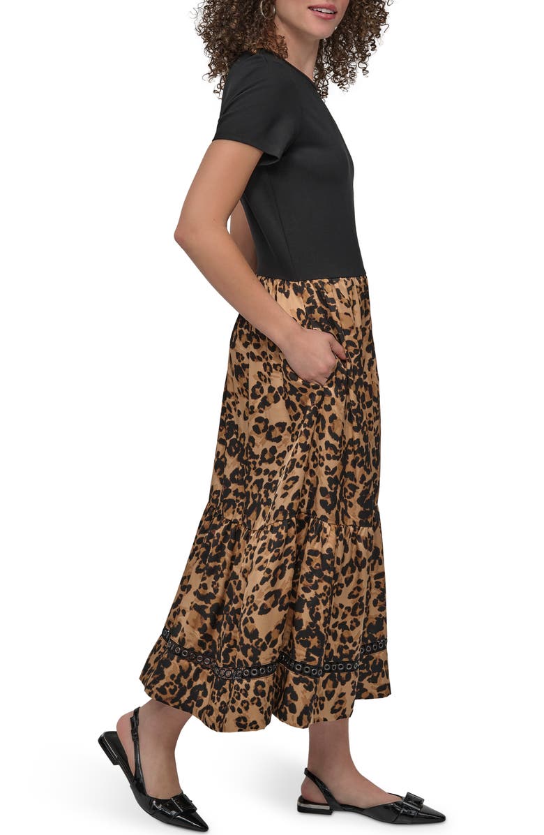 DKNY Mix Media A-Line Dress, Alternate, color, 