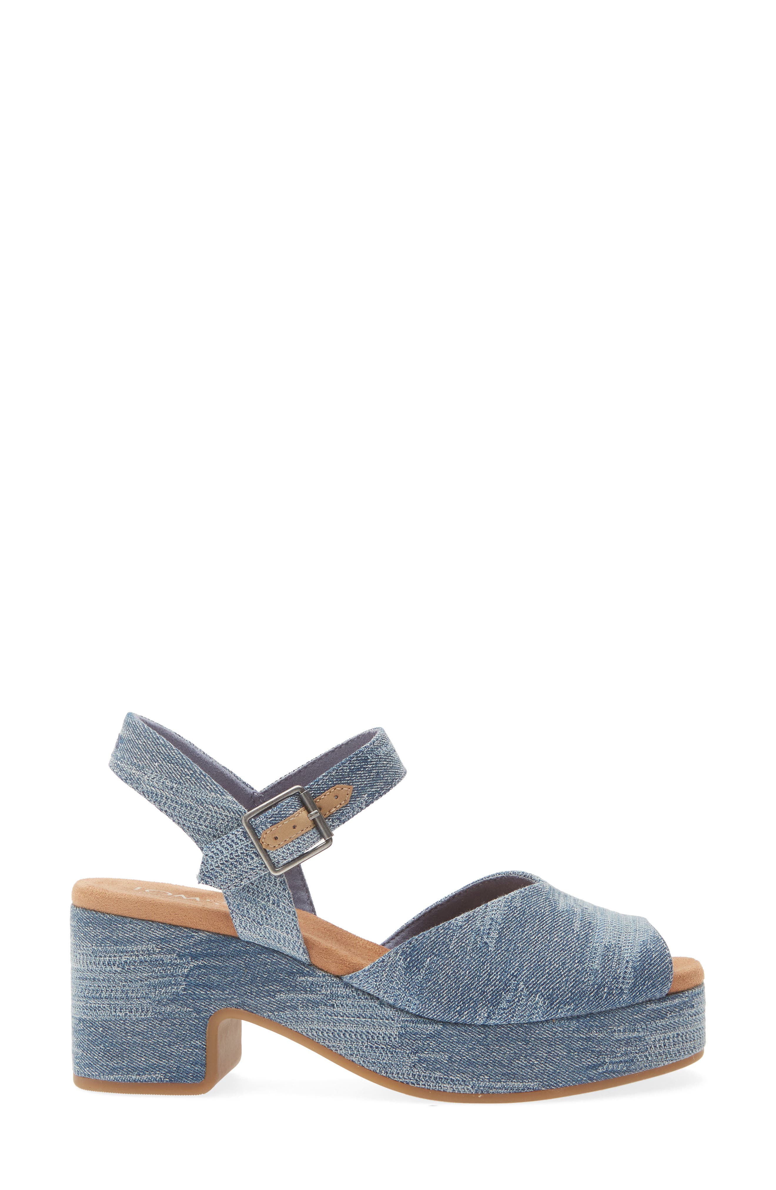 TOMS Denim Platform Sandal, Alternate, color, Blue