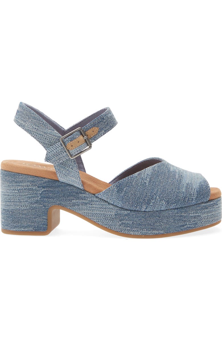 TOMS Denim Platform Sandal, Alternate, color, Blue
