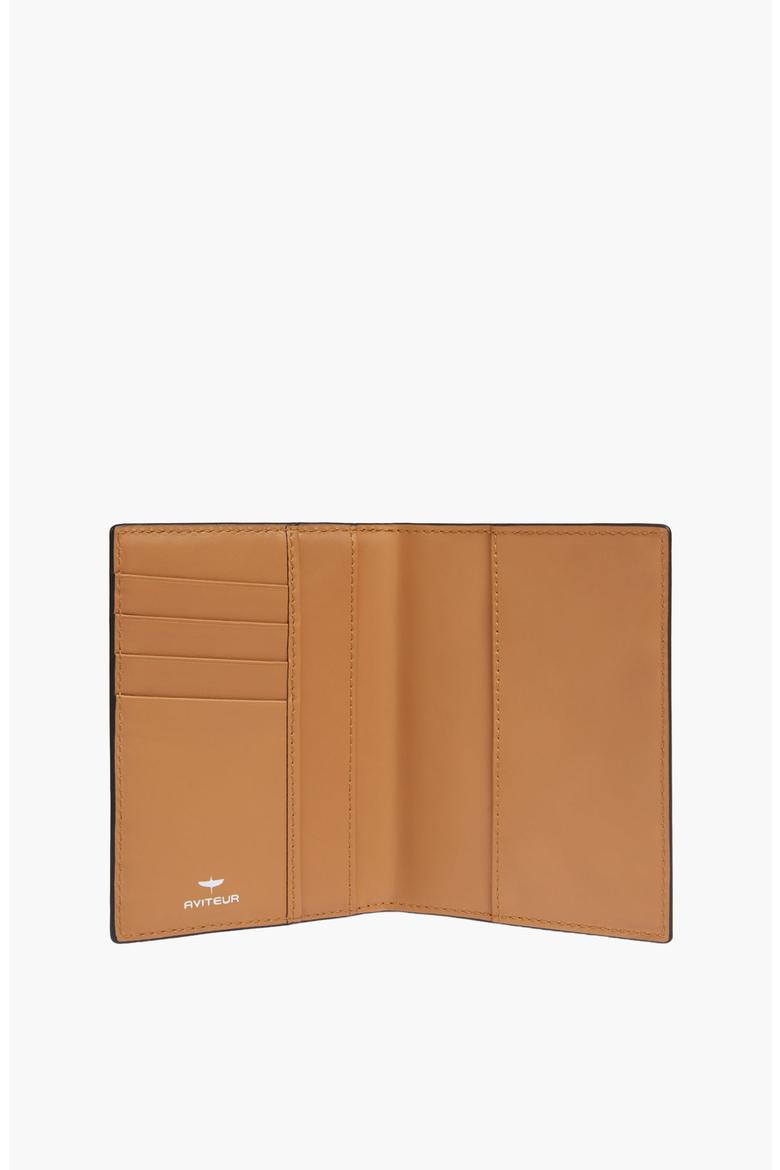 Double Calfskin Paglia di Vienna Weave Passport Holder, Alternate, color, Walnut