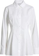 Nordstrom Pleat Waist Cotton Poplin Button-Up Shirt
