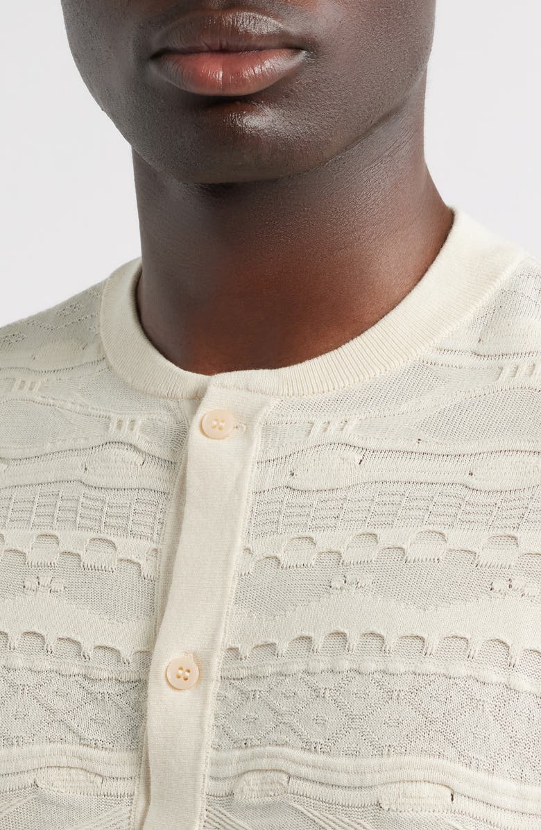 Emporio Armani Textured Knit Henley Sweater, Alternate, color, Cream