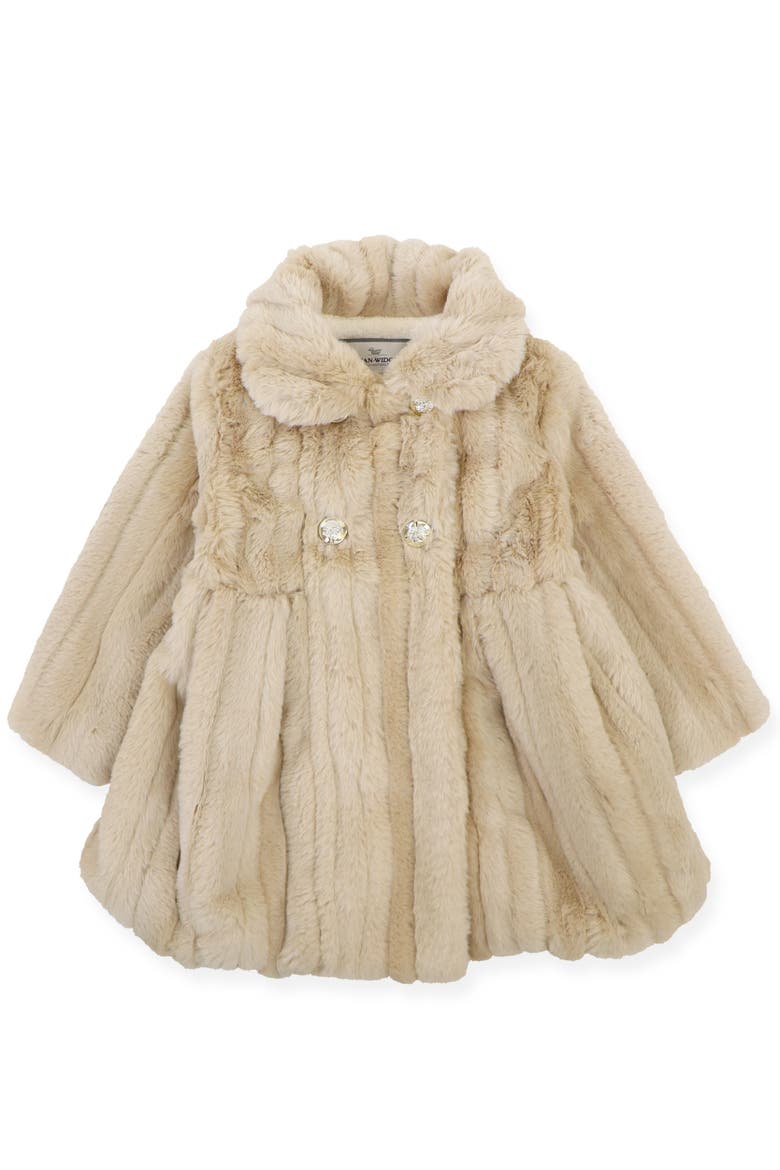 Faux Fur Balloon Coat, Main, color, Gold Mink Stripe