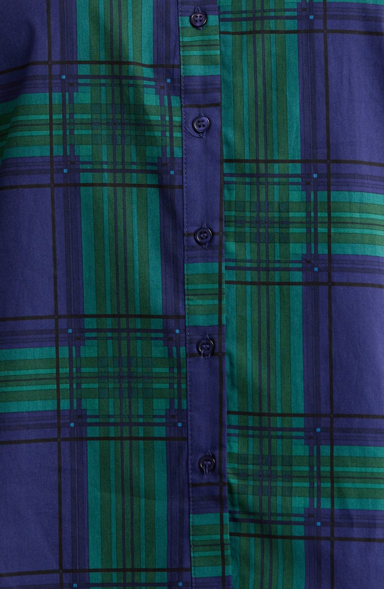 SUGARLIPS Ima Harrisville Plaid Button-Up Cotton Shirt, Alternate, color, Navy-Green