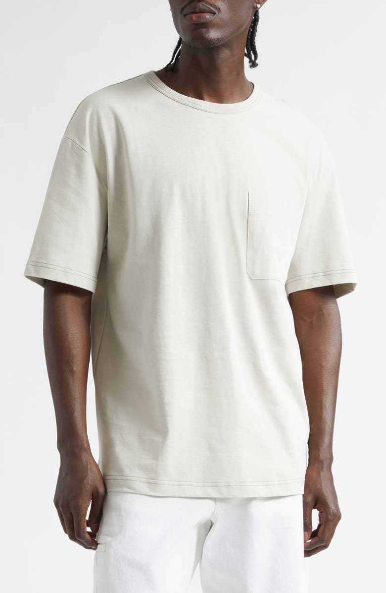 Lemaire Boxy Cotton & Linen T-Shirt, Main, color, Pearl