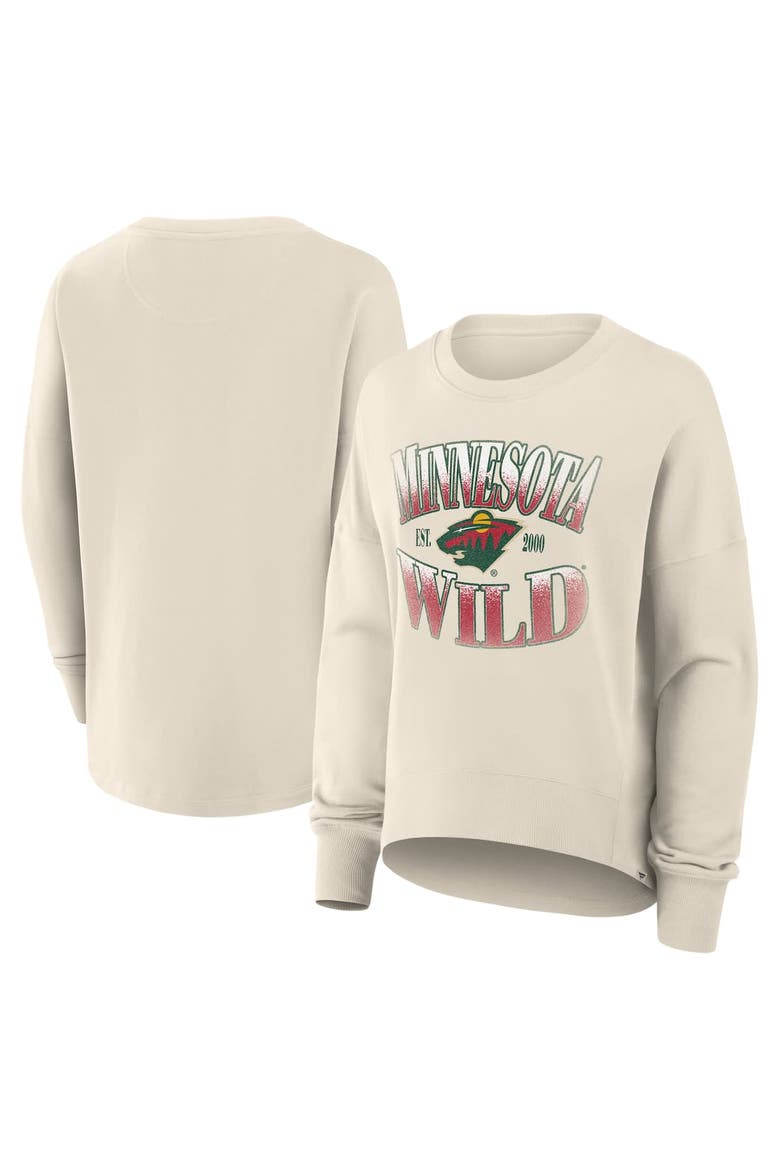 Women's Fanatics Cream Minnesota Wild Oversized Slice Pullover Sweatshirt, Main, color, Cream