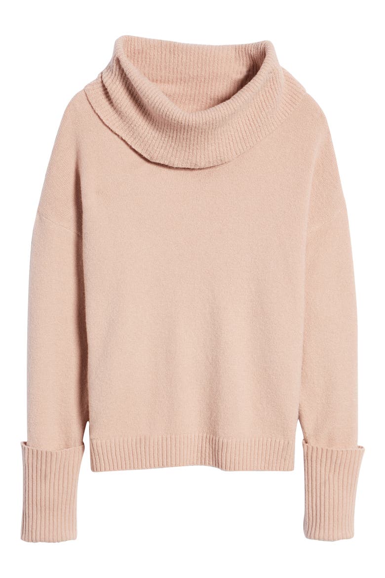 Cowl Neck Sweater, Alternate, color, PINK ADOBE